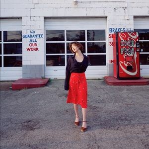Red Floral Wrap Skirt